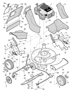 Mower Housing Assembly Diagram and Parts List for 22855X19E 1996 Briggs and Stratton Lawn Mower